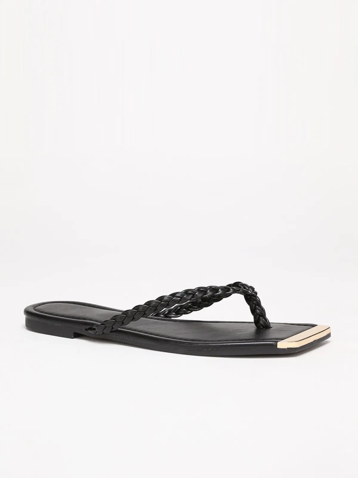 New La Modeuse Tongs à bout carré avec détail Noir