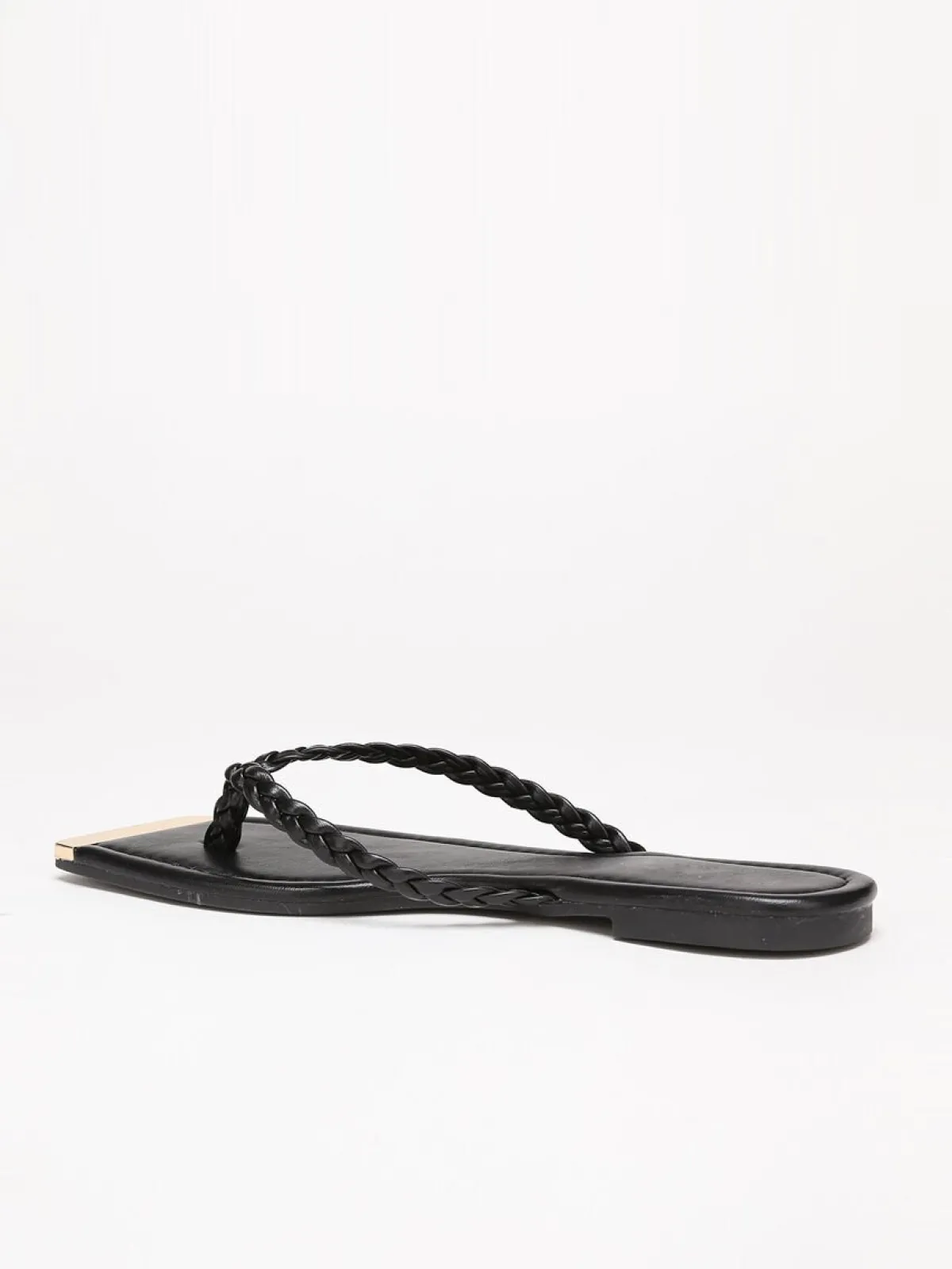 New La Modeuse Tongs à bout carré avec détail Noir