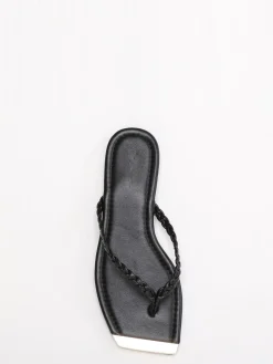 New La Modeuse Tongs à bout carré avec détail Noir