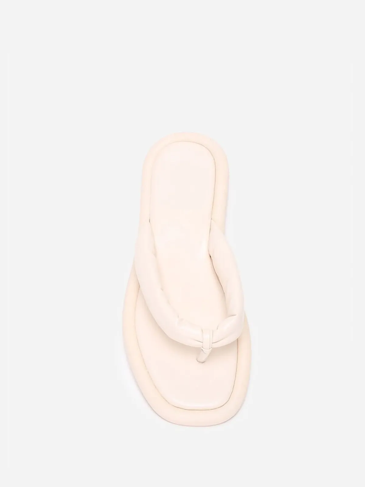 Clearance La Modeuse Tongs à bout carré et bride arrondie Beige