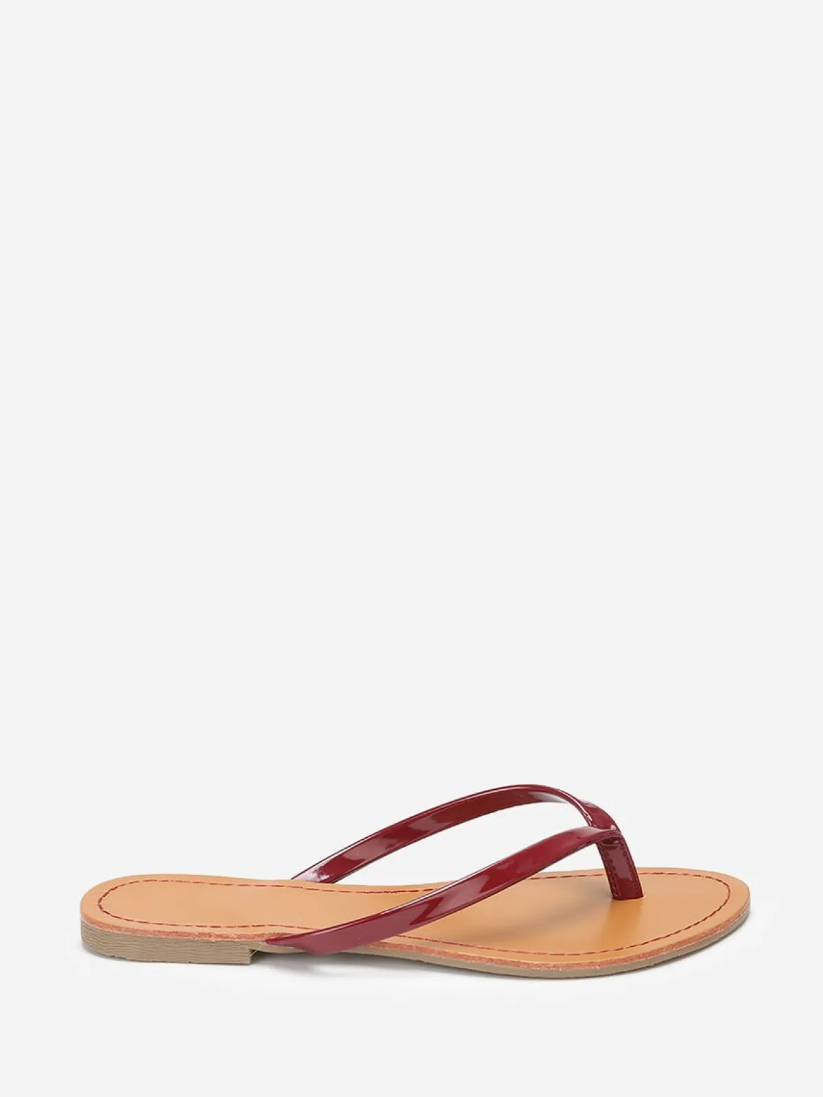 Clearance La Modeuse Tongs à bride vernie Bordeaux