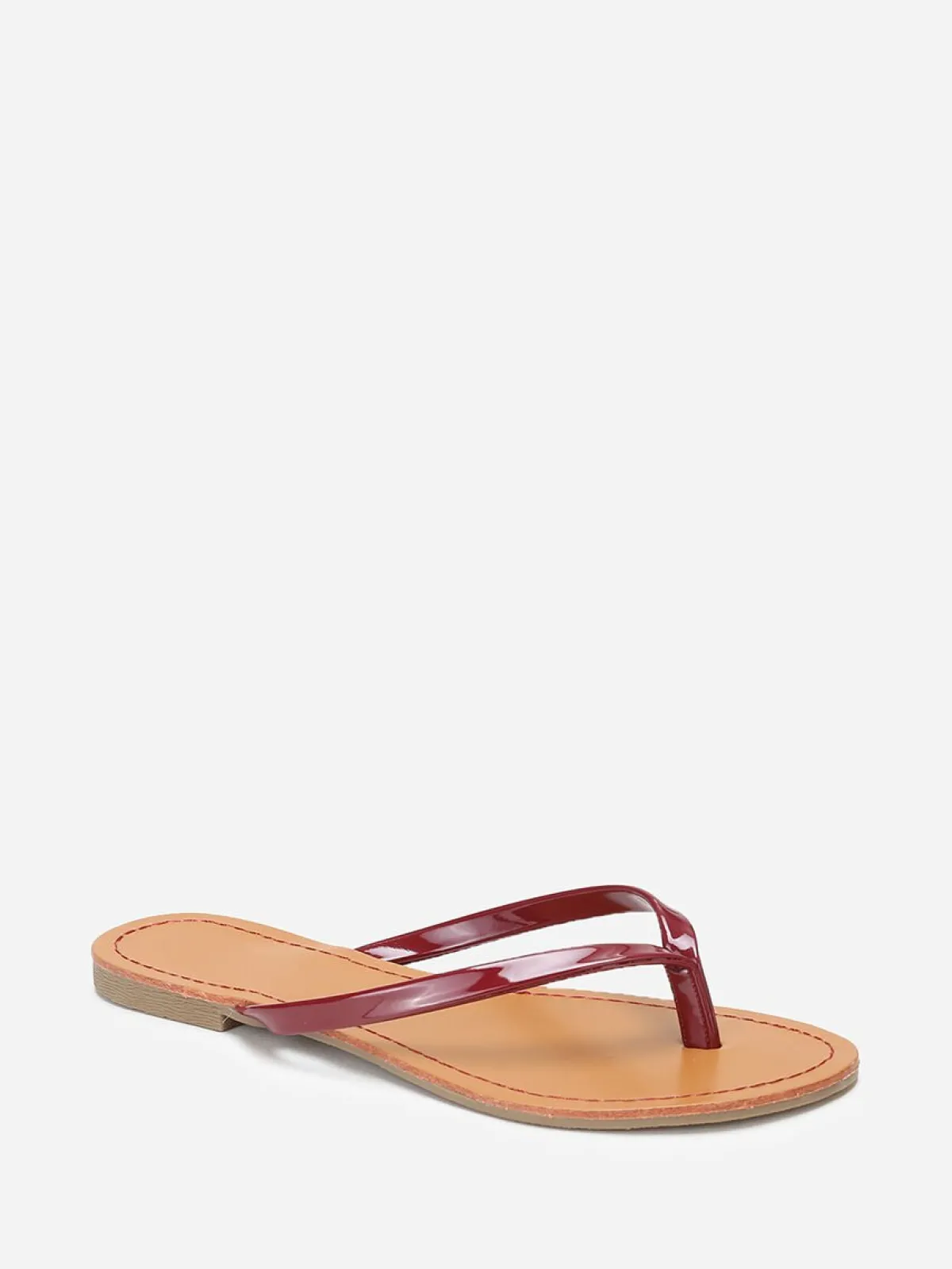 Clearance La Modeuse Tongs à bride vernie Bordeaux