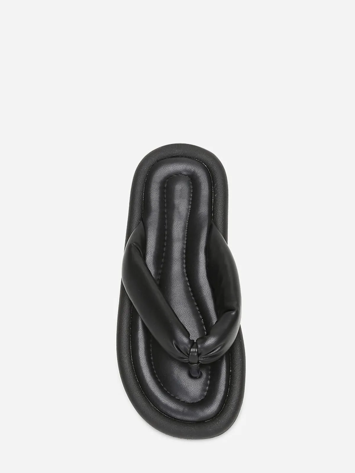 Discount La Modeuse Tongs en simili à bride arrondie et matelassée Noir