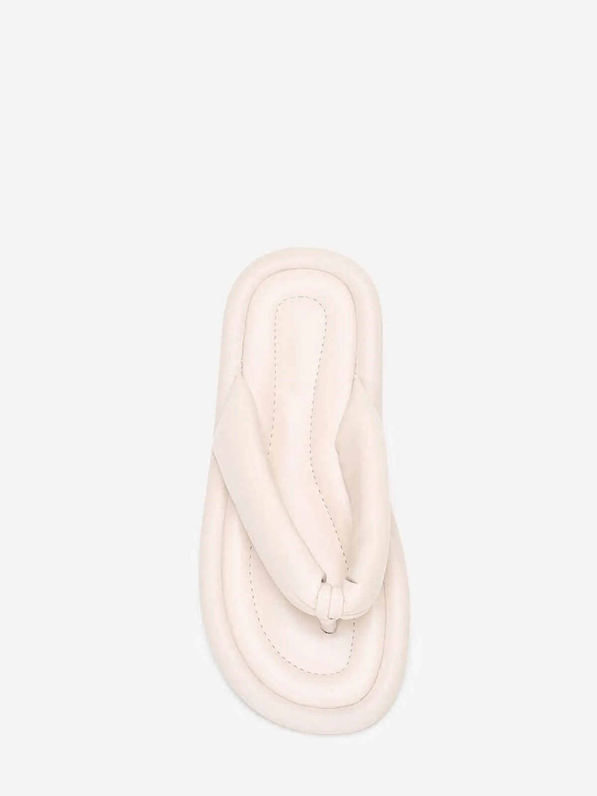 Sale La Modeuse Tongs en simili à bride arrondie et matelassée Beige
