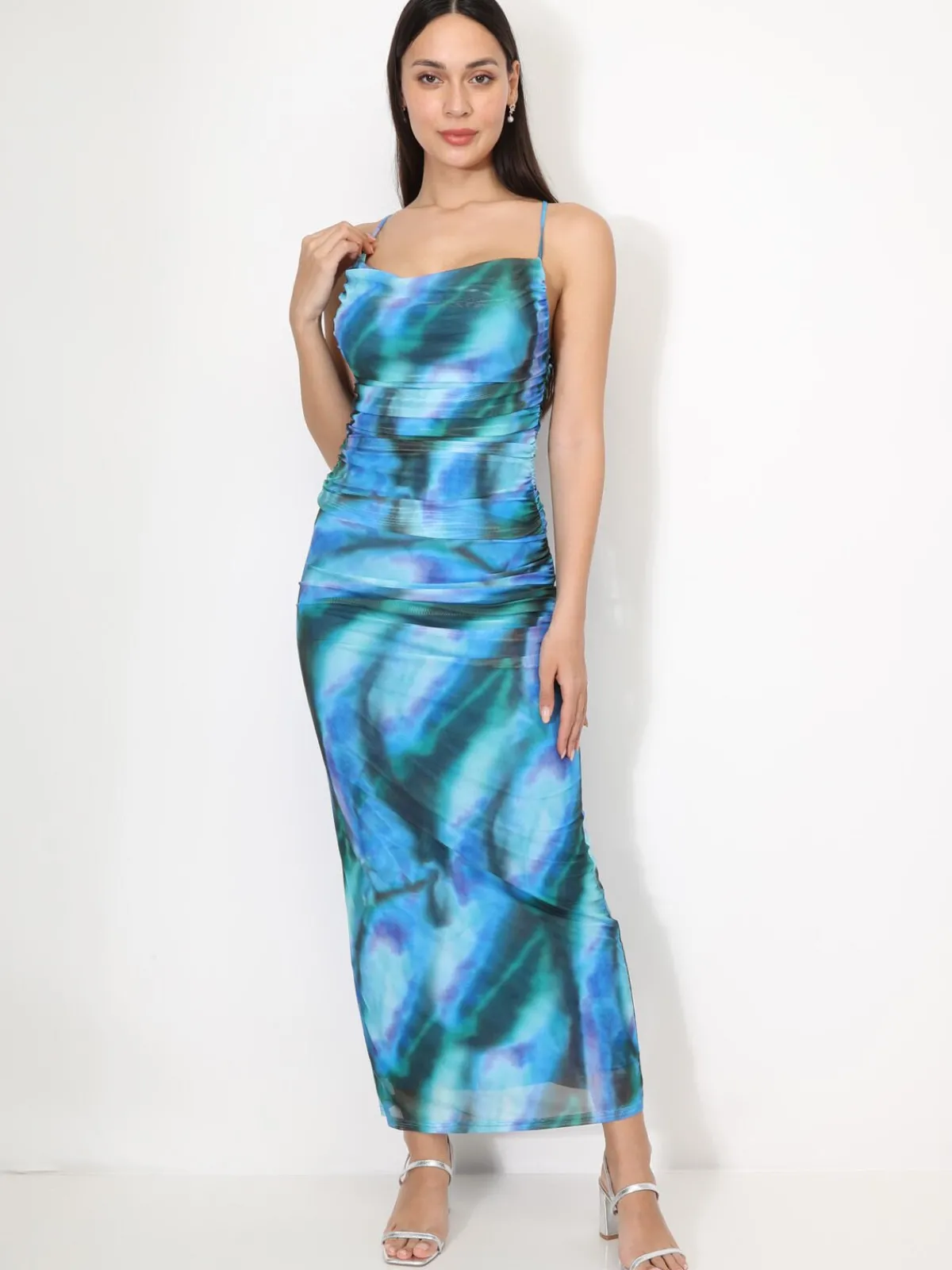 Sale La Modeuse Top froncé en tulle tie and dye Bleu