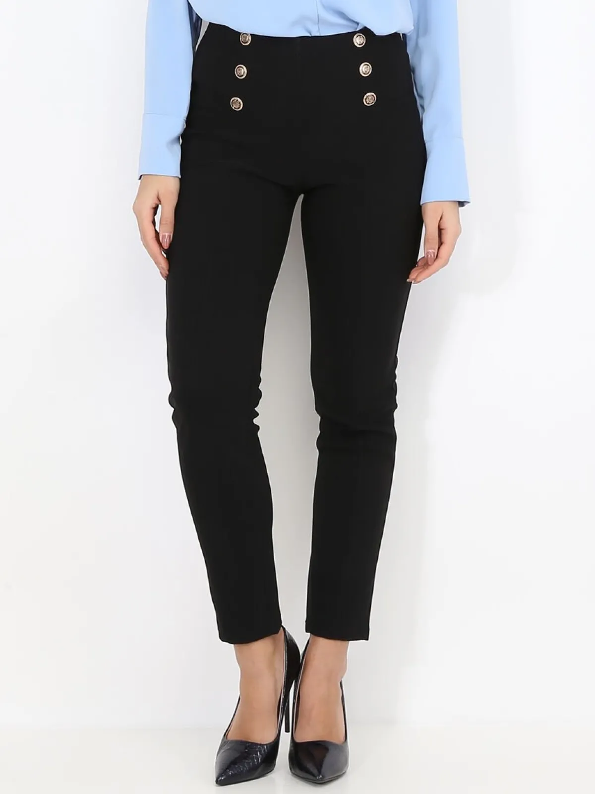 Discount La Modeuse Tregging à boutons et surpiqûres Noir