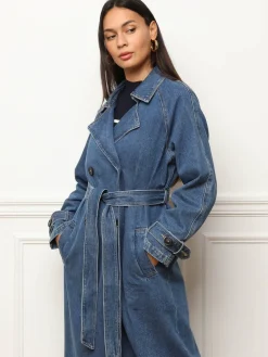 New La Modeuse Trench en denim à nouer BleuClair