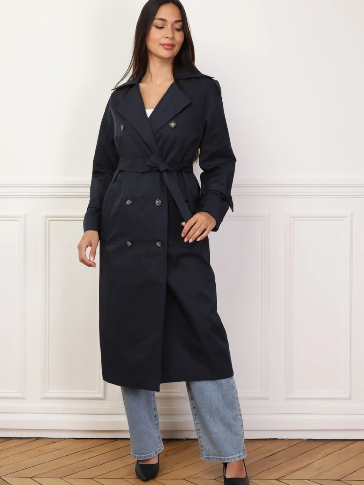 Best La Modeuse Trench mi-long à ceinture BleuMarine