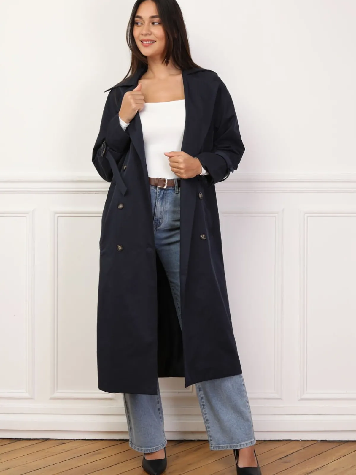 Best La Modeuse Trench mi-long à ceinture BleuMarine