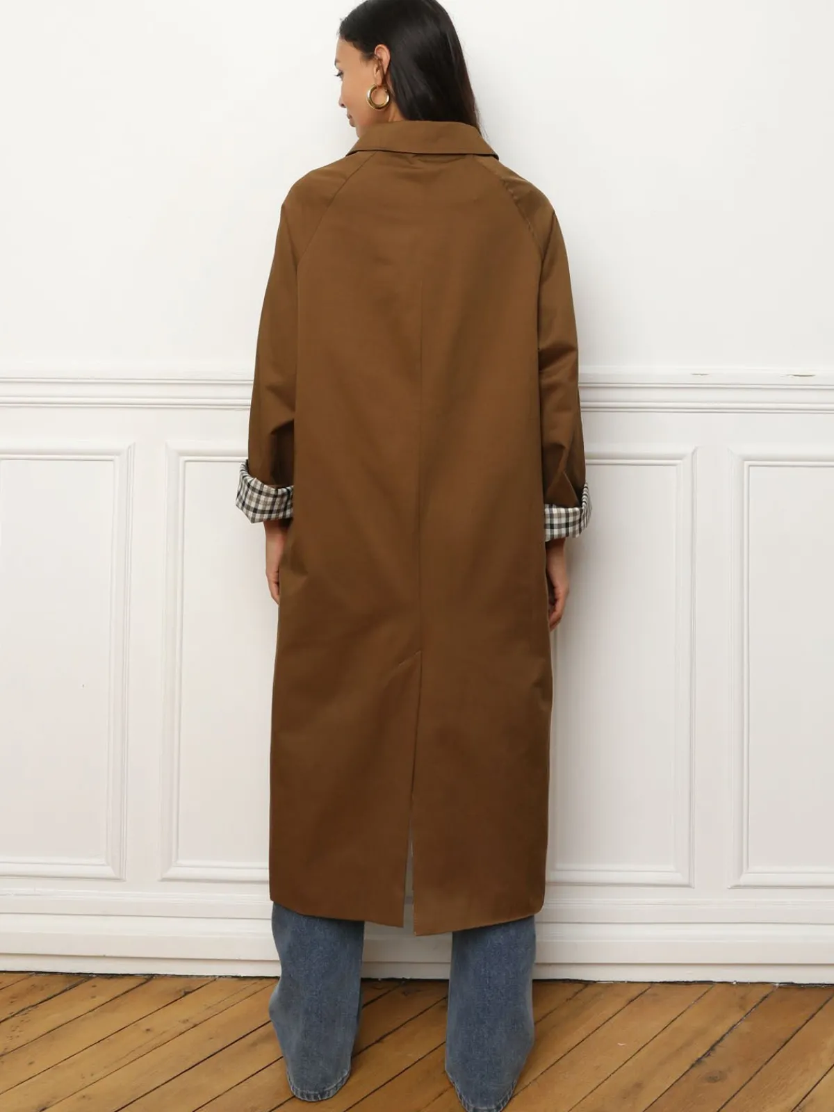 Clearance La Modeuse Trench oversize avec doublure à carreaux Marron