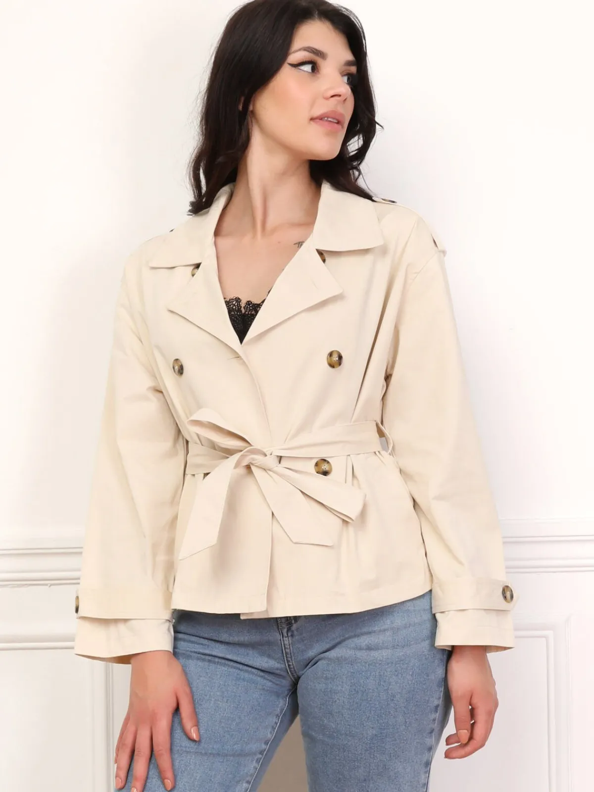 Sale La Modeuse Trench-coat court ceinturé Beige