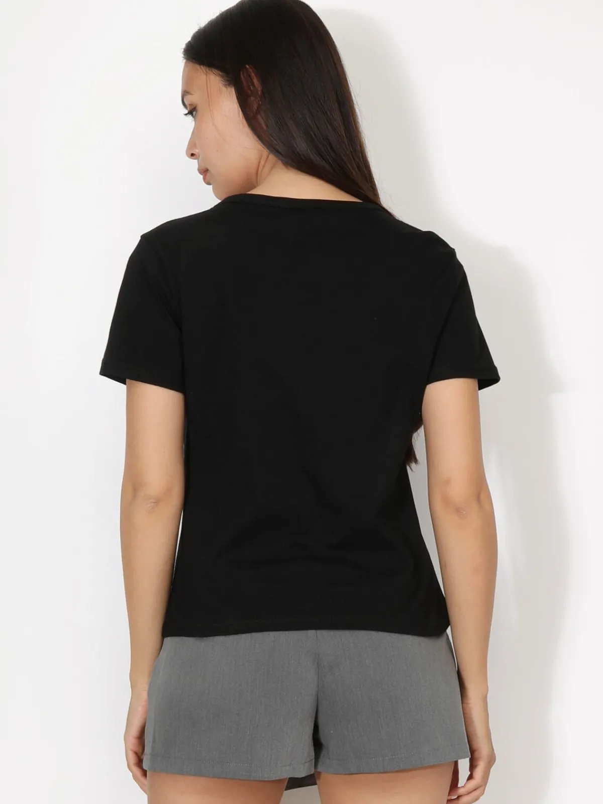 Sale La Modeuse T-shirt en coton à fleur plissée XXL Noir