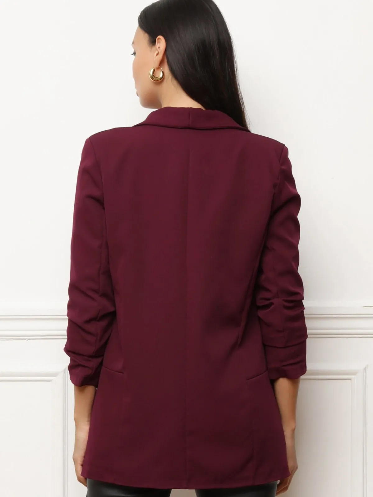 Discount La Modeuse Veste blazer à manches retroussées Bordeaux