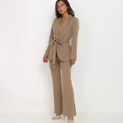 Clearance La Modeuse Veste blazer à nouer Taupe