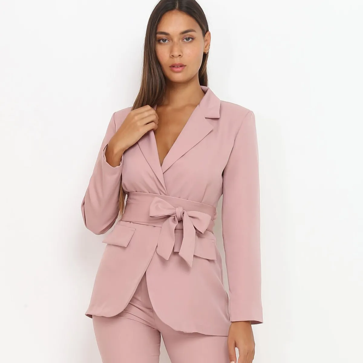 La Modeuse Veste blazer à nouer VieuxRose