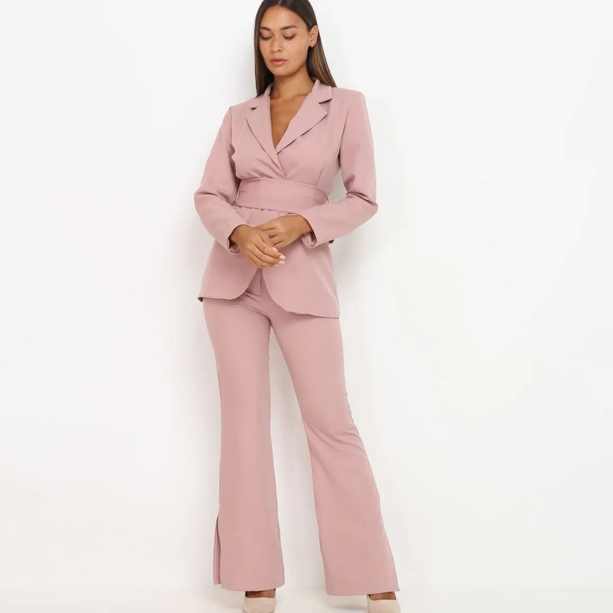 La Modeuse Veste blazer à nouer VieuxRose
