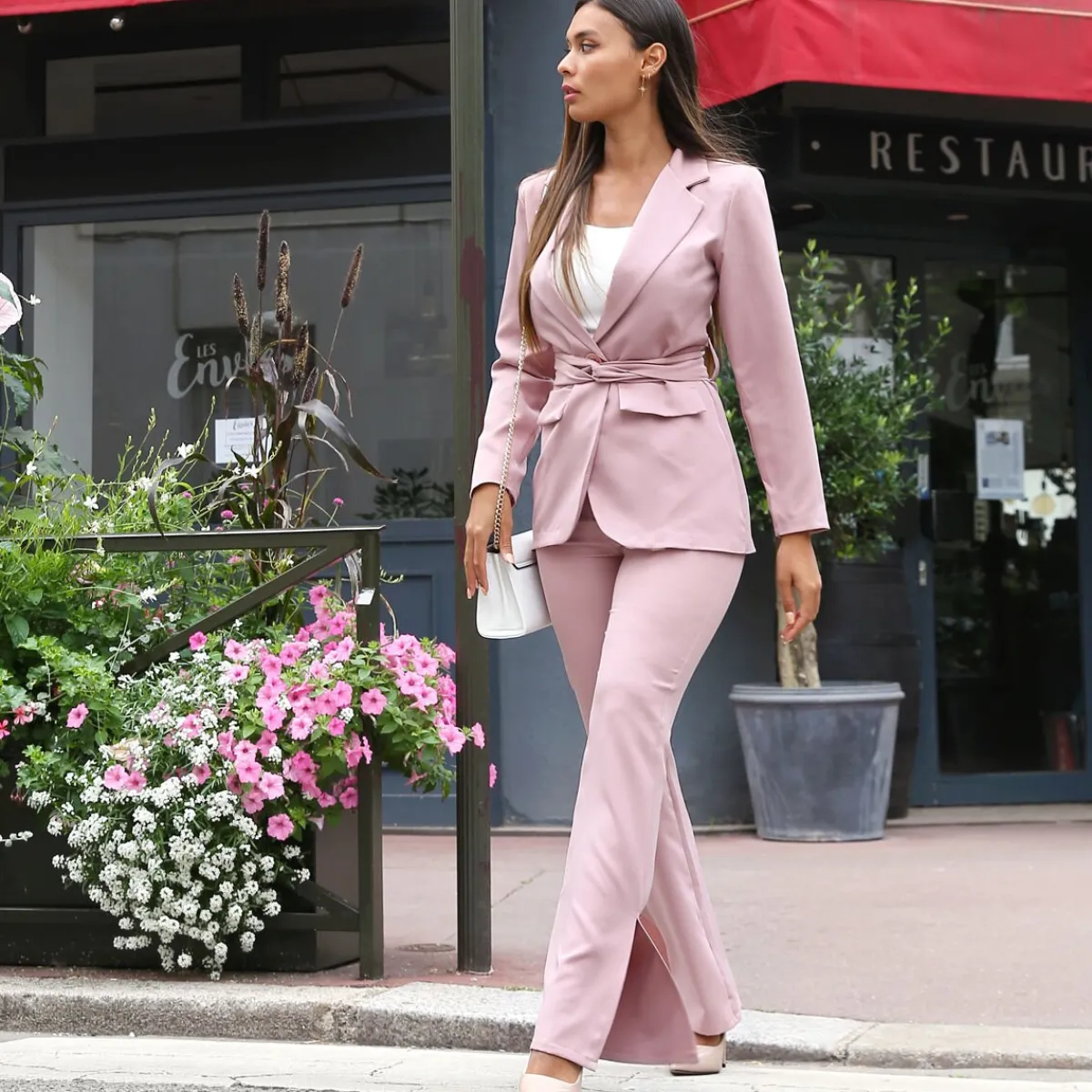 La Modeuse Veste blazer à nouer VieuxRose