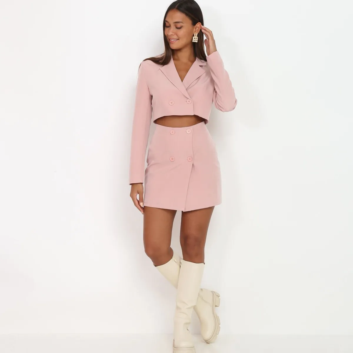 Outlet La Modeuse Veste blazer cropped Rose