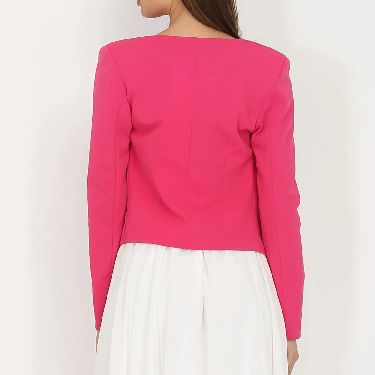 Discount La Modeuse Veste courte sans col Fuchsia