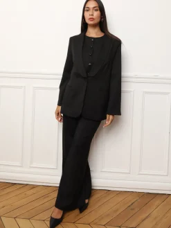 Discount La Modeuse Veste de costume oversize à col châle Noir
