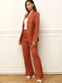Online La Modeuse Veste de tailleur avec ceinture Terracotta