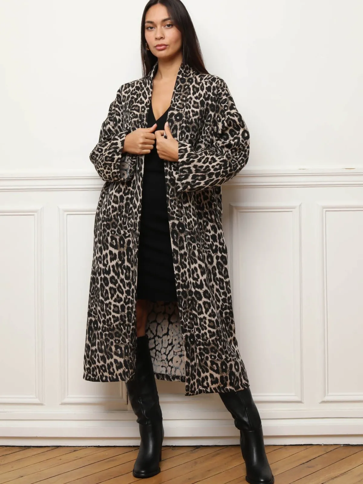 Best La Modeuse Veste longue fluide à imprimé animal Léopard