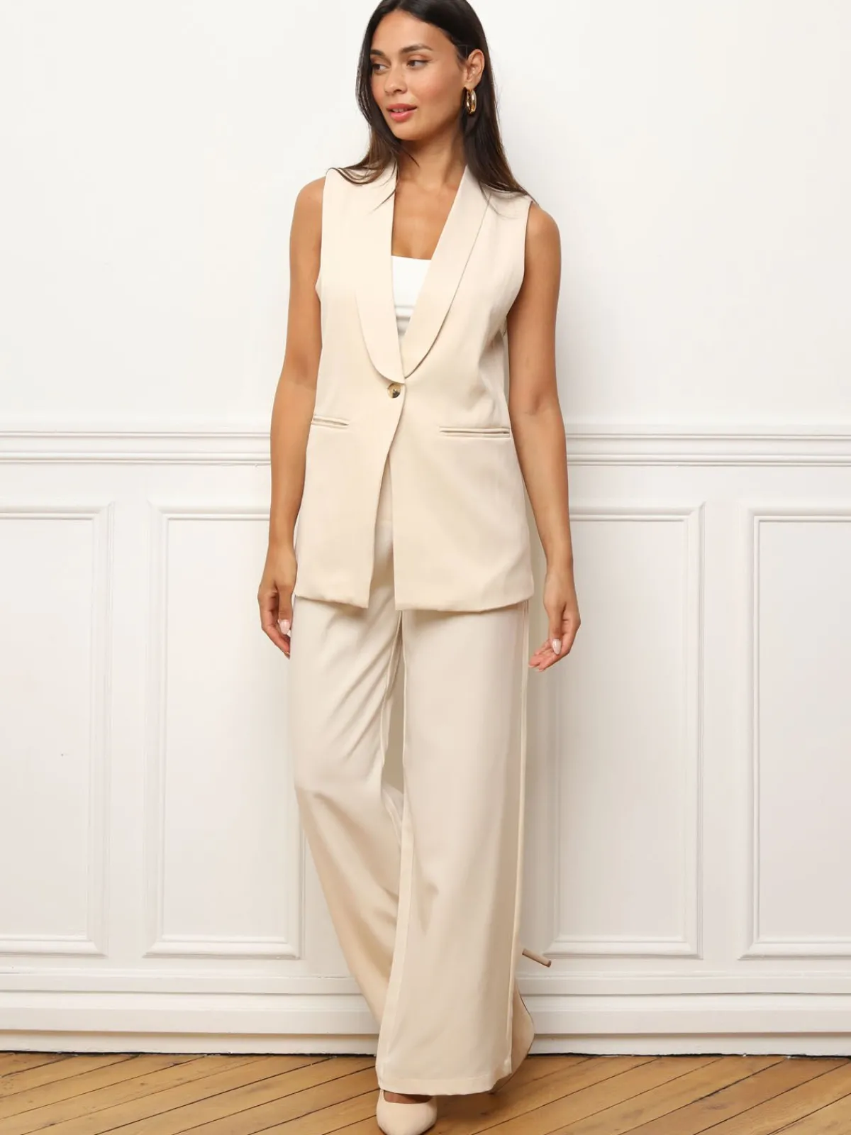 Outlet La Modeuse Veste sans manches Beige