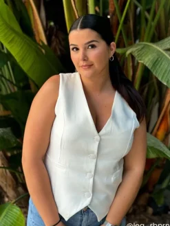 Discount La Modeuse Veston cintré à boutons Blanc