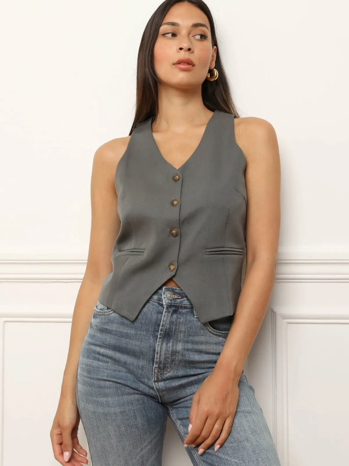 New La Modeuse Veston cintré et boutonné Gris