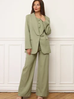 New La Modeuse Veston court à boutons marbrés VertOlive